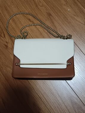 Strathberry Vanilla and Brown East/West Shoulder Bag